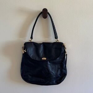 Henri Bendel Black Crossbody Bag with Gold Accents